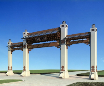New Chinese Style Facade Element-ID:484910968