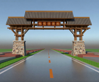 New Chinese Style Facade Element-ID:858155011