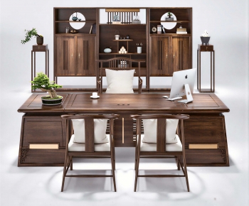 New Chinese Style Computer Desk And Chair-ID:505796912