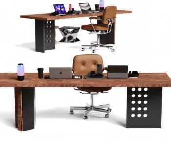 Industrial Style Office Desk And Chair-ID:603984127