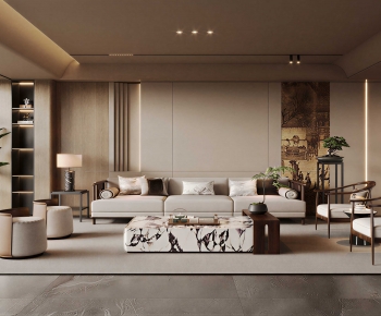 New Chinese Style A Living Room-ID:960875036