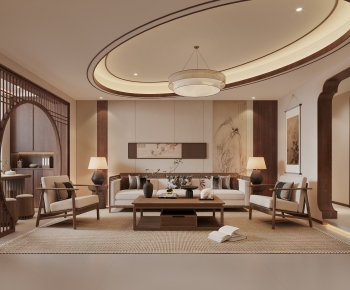 New Chinese Style A Living Room-ID:970017915