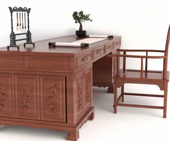 Chinese Style Computer Desk And Chair-ID:995102884