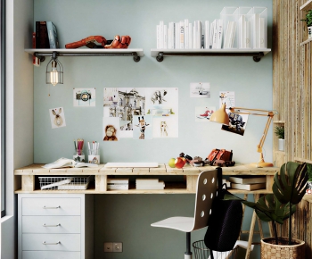 Modern Computer Desk And Chair-ID:364975938