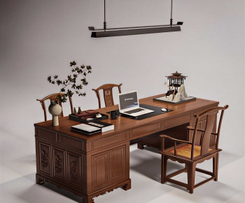 New Chinese Style Computer Desk And Chair-ID:342509987