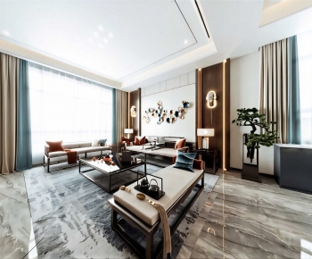 New Chinese Style A Living Room-ID:301891092