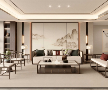 New Chinese Style A Living Room-ID:452492009