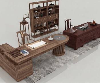 New Chinese Style Office Desk And Chair-ID:186336049