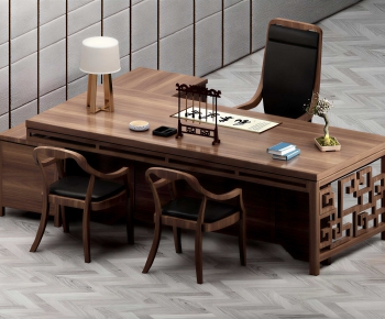 New Chinese Style Computer Desk And Chair-ID:875451099
