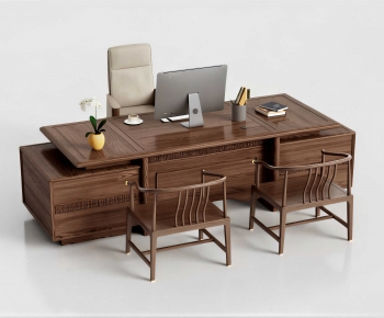 New Chinese Style Computer Desk And Chair-ID:428950865