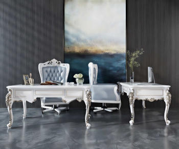 European Style Office Desk And Chair-ID:833409077