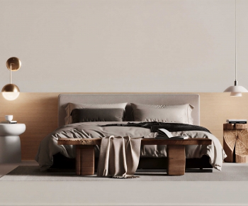 Wabi-sabi Style Double Bed-ID:179308893