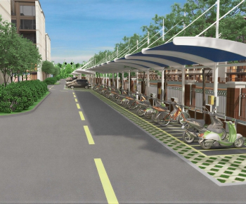 Modern Outdoor Parking Lot-ID:730261092