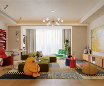 现代孟菲斯多巴胺客厅-3480259