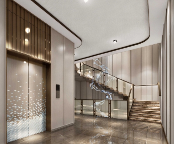 Modern Office Elevator Hall-ID:746995936