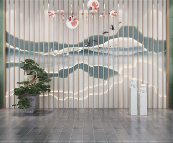 New Chinese Style TV Wall-ID:798549767