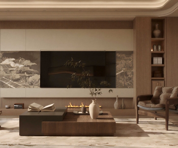 New Chinese Style A Living Room-ID:653372055