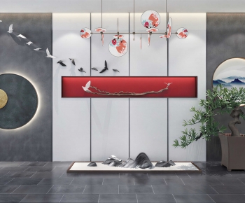 New Chinese Style TV Wall-ID:736745124