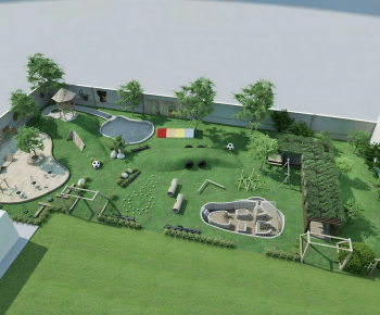 Modern Outdoor Space In Kindergarten-ID:345354082