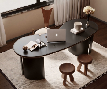 French Style Computer Desk And Chair-ID:603400958