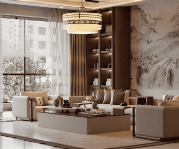 New Chinese Style A Living Room-ID:161047941