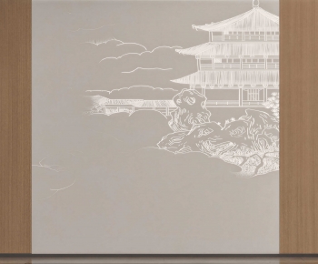 New Chinese Style TV Wall-ID:989449024