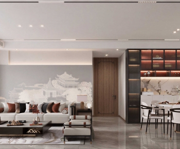 New Chinese Style A Living Room-ID:754770044