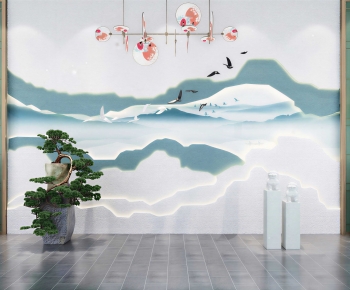 New Chinese Style TV Wall-ID:825704105