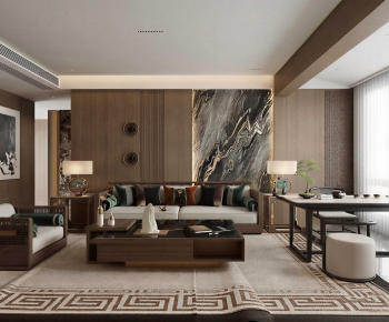 New Chinese Style A Living Room-ID:161767964