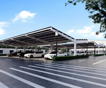 Modern Outdoor Parking Lot-ID:442724948