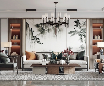 New Chinese Style A Living Room-ID:173544882