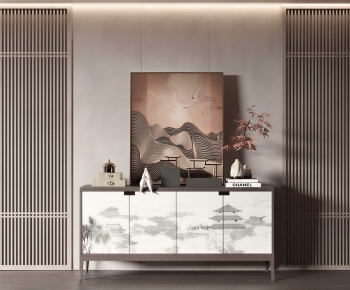 New Chinese Style Entrance Cabinet-ID:385513077