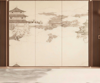 New Chinese Style TV Wall-ID:727149962