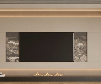 New Chinese Style TV Wall-ID:977472077
