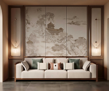 New Chinese Style A Living Room-ID:481152067