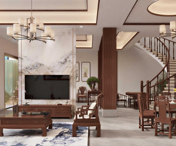 New Chinese Style A Living Room-ID:753088958