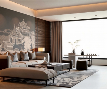New Chinese Style A Living Room-ID:433461908