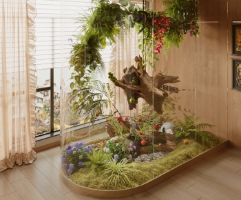 现代吊篮绿植室内景观-3489906