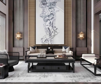 New Chinese Style A Living Room-ID:497889048