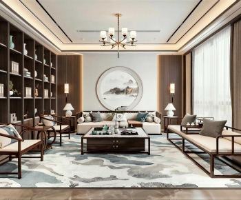 New Chinese Style A Living Room-ID:913835051