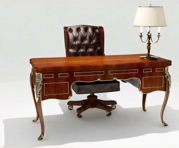 European Style Computer Desk And Chair-ID:164376028