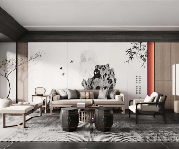New Chinese Style A Living Room-ID:116688971