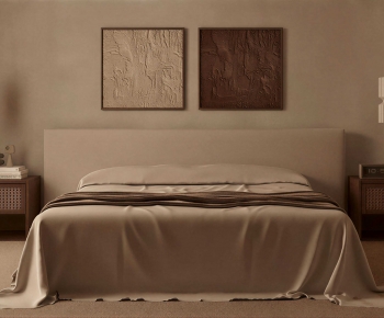 Wabi-sabi Style Double Bed-ID:360724933