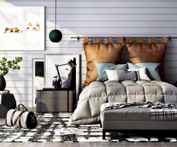 Modern Double Bed-ID:996553904