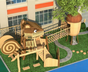 Modern Outdoor Space In Kindergarten-ID:203840749