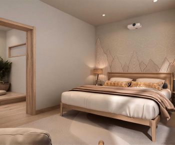 Wabi-sabi Style Bedroom-ID:129322053
