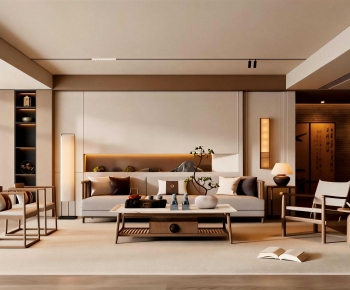 New Chinese Style A Living Room-ID:668935062