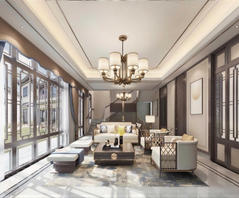 New Chinese Style A Living Room-ID:929070002