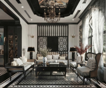 New Chinese Style A Living Room-ID:209250579