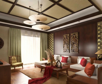 New Chinese Style A Living Room-ID:514936923